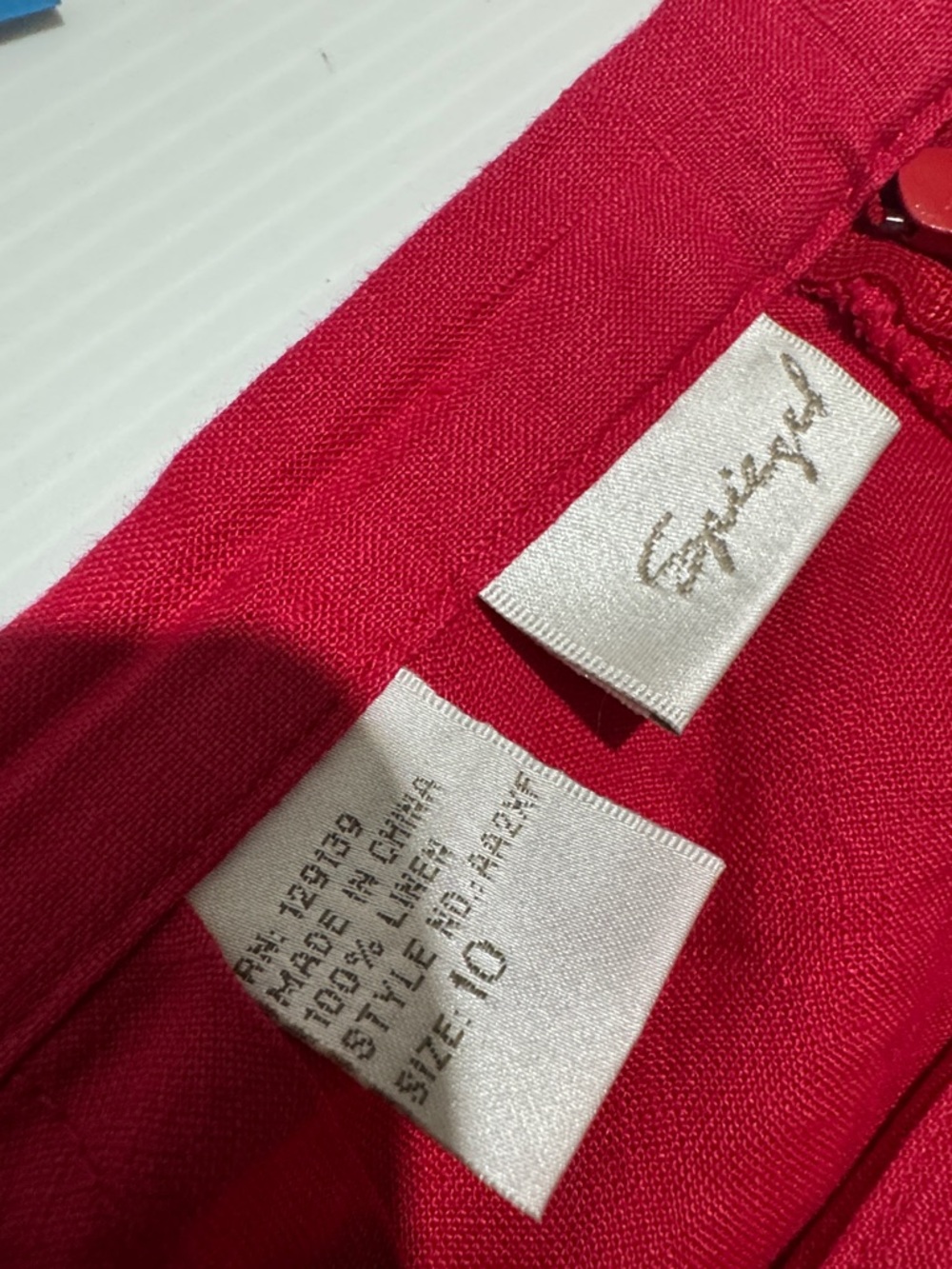 Spiegel Vintage  Red 100% Linen A-Line Skirt - Picture 6 of 7